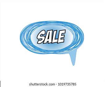 Blue Sale speech bubble in vector graphics