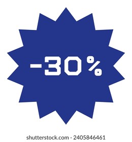 Blue sale starburst sticker, Star edge round label and badge with best offer and discount percent sign. Web Design element for Season Advertisement, Poster, Flyer. Vector Flat isolated illustration.