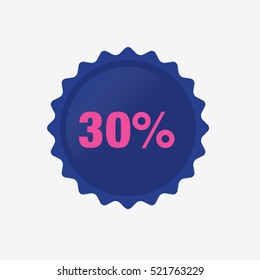 Blue Sale Tag 30 Percent Icon