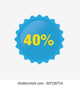 Blue Sale Tag 40 Percent Icon