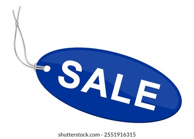 Blue SALE Tag Icon. Glossy and Shiny Hand Tag Illustration for Promotions, Advertising and Marketing Campaigns, for Templates and Graphic Designs, Isolated on White Background