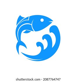 Blue Salmon Vector Logo Illustration. This is a vector of trout fish that you can use as a logo or design element.
