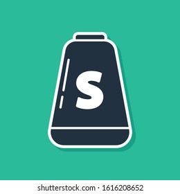 Blue Salt icon isolated on green background. Cooking spices.  Vector Illustration