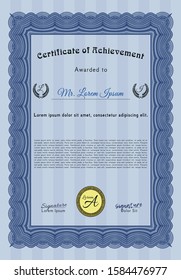 Blue Sample Certificate. Beauty design. Vector illustration. With quality background. 