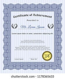 Blue Sample Certificate. With complex background. Customizable, Easy to edit and change colors. Modern design. 