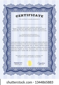 Blue Sample Certificate. Customizable, Easy to edit and change colors. With linear background. Lovely design. 
