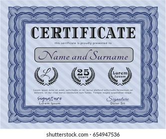 Blue Sample Certificate. Customizable, Easy to edit and change colors. With great quality guilloche pattern. Superior design. 