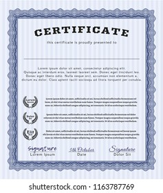 Blue Sample Certificate. Detailed. With great quality guilloche pattern. Money design. 