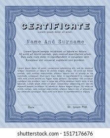 Blue Sample certificate or diploma. With background. Detailed. Beauty design. 