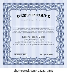 Blue Sample certificate or diploma. With background. Beauty design. Customizable, Easy to edit and change colors. 