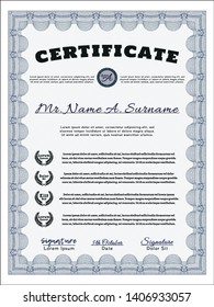 Blue Sample certificate or diploma. Customizable, Easy to edit and change colors. With quality background. Lovely design. 