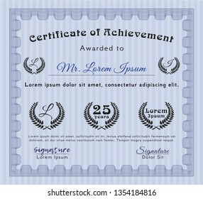 Blue Sample certificate or diploma. Perfect design. Printer friendly. Detailed. 