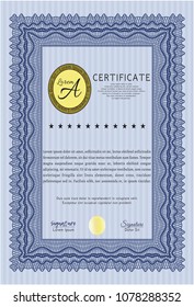  Blue Sample certificate or diploma. With quality background. Customizable, Easy to edit and change colors. Cordial design. 