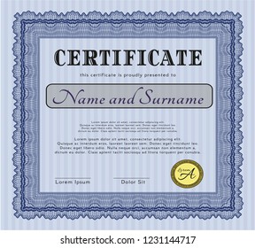 Blue Sample Certificate. Easy to print. Customizable, Easy to edit and change colors. Modern design. 