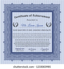 Blue Sample Certificate. Elegant design. Customizable, Easy to edit and change colors. Printer friendly. 