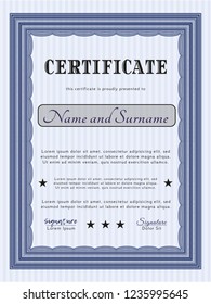 Blue Sample Certificate. Good design. With complex linear background. Customizable, Easy to edit and change colors. 