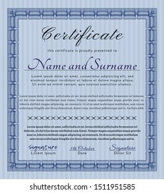 Blue Sample Certificate. Good design. With background. Customizable, Easy to edit and change colors. 