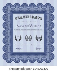 Blue Sample Certificate. With great quality guilloche pattern. Detailed. Money Pattern. 