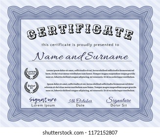 Blue Sample Certificate. With linear background. Customizable, Easy to edit and change colors. Artistry design. 