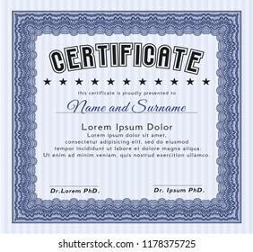 Blue Sample Certificate. With linear background. Superior design. Customizable, Easy to edit and change colors. 