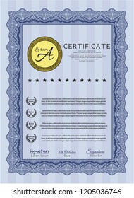 Blue Sample Certificate. Lovely design. With linear background. Customizable, Easy to edit and change colors. 