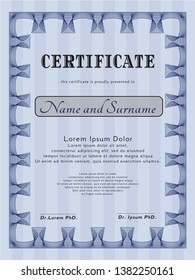 Blue Sample Certificate. Sophisticated design. With quality background. Customizable, Easy to edit and change colors. 
