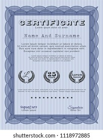 Blue Sample Diploma. Complex background. Modern design. Customizable, Easy to edit and change colors. 