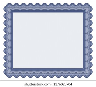 Blue Sample Diploma. Complex background. Vector illustration. Perfect design. 