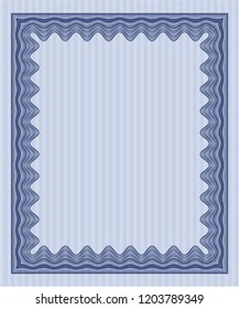 Blue Sample Diploma. Cordial design. Vector illustration. Easy to print. 