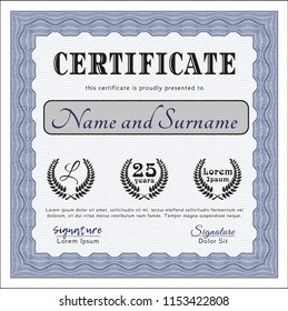 Blue Sample Diploma. Customizable, Easy to edit and change colors. With linear background. Money design. 