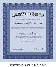 Blue Sample Diploma. Customizable, Easy to edit and change colors. With background. Artistry design. 