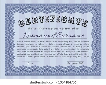 Blue Sample Diploma. Customizable, Easy to edit and change colors. Printer friendly. Modern design. 