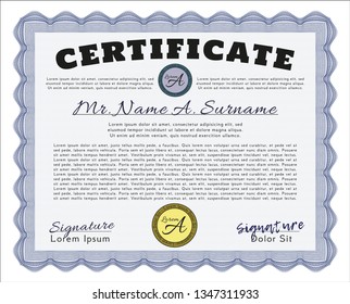 Blue Sample Diploma. Easy to print. Excellent design. Customizable, Easy to edit and change colors. 