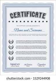 Blue Sample Diploma. Money Pattern design. Vector illustration. With complex linear background. 