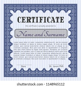 Blue Sample Diploma. Perfect design. With linear background. Customizable, Easy to edit and change colors. 