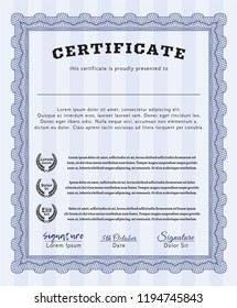 Blue Sample Diploma. With quality background. Detailed. Cordial design. 