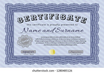 Blue Sample Diploma. With quality background. Retro design. Customizable, Easy to edit and change colors. 