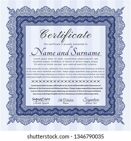 Blue Sample Diploma. With quality background. Customizable, Easy to edit and change colors. Excellent design. 