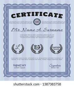 Blue Sample Diploma. With quality background. Customizable, Easy to edit and change colors. Excellent design. 