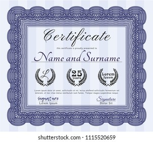  Blue Sample Diploma. Superior design. Customizable, Easy to edit and change colors. With great quality guilloche pattern. 