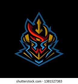 blue samurai gaming mascot logo design
