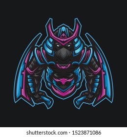 Blue Samurai Mascot logo Samurai Esports logo - Suitable for Esport Team - Editable
