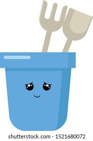 Cubo de arena azul, ilustración, vector sobre fondo blanco.