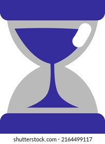 Reloj de arena azul, ilustración, vector sobre fondo blanco.