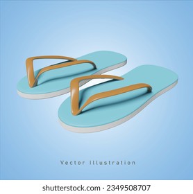 blue sandal in 3d vector illustration