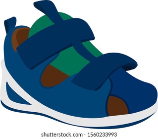 Blaue Sandalen, Illustration, Vektorgrafik auf weißem Hintergrund.