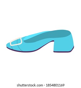 Blaue Sandalen mit niedrigen Absätzen. Modische Frauenschuhe.Vektorgrafik