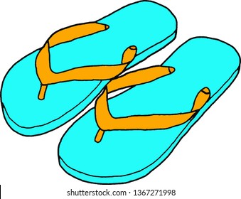 Blue sandals on a white background