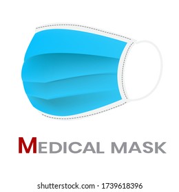 Blue sanitary mask  on the white background.
