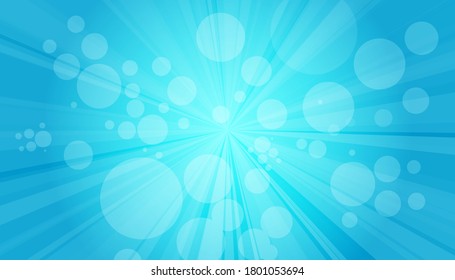 Blue sanny rays background. Sparkling magical dust particles. Vector illustration.